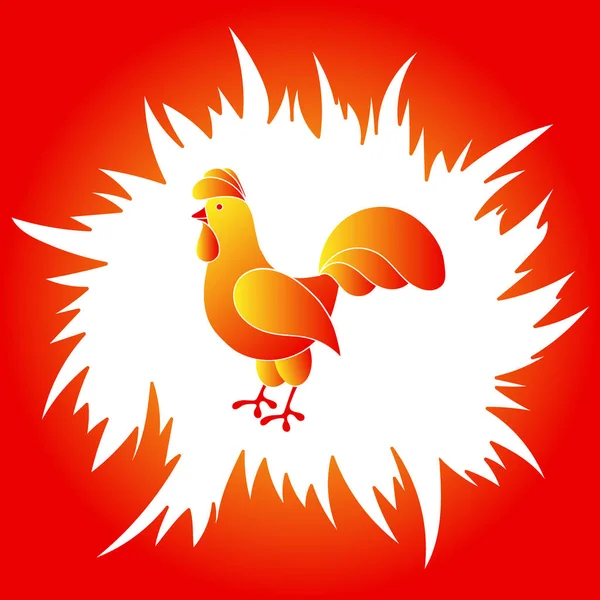 Kırmızı ve sarı horoz kırmızı ateş çerçevesindeki