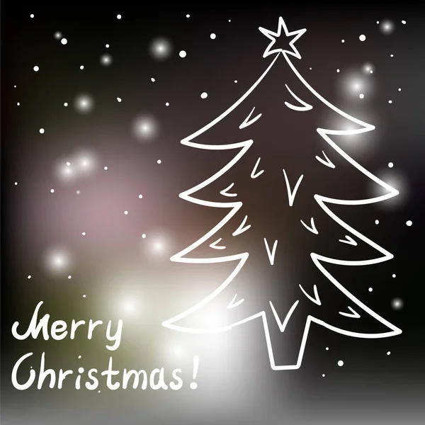 Noel kartı ile Noel ağacı ve ışıklar