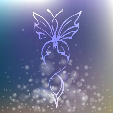 Bulanık arka planda zarif köpüklü kelebek (vektör)