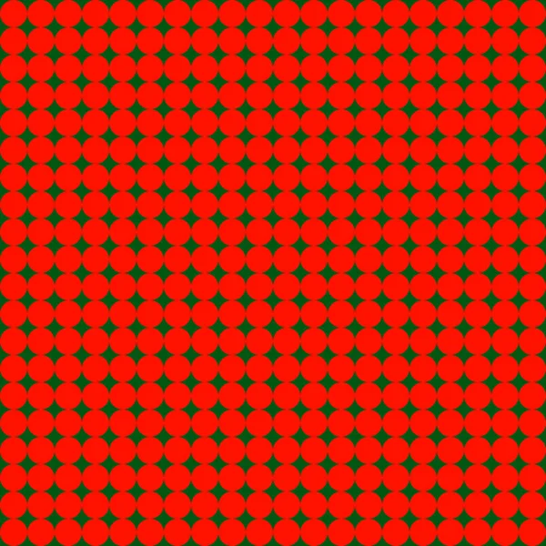 Bezešvý vzor s malými červenými kruhy na zeleném pozadí (vektorový) Royalty Free Stock Vektory