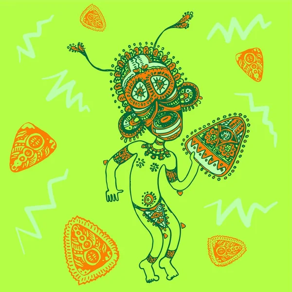 Maske ve tef ile komik papuan (vektör)