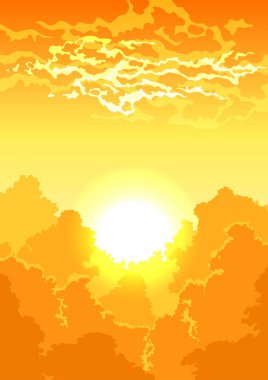 Ağaçlar ve bulutlar ile peyzaj (vektör)