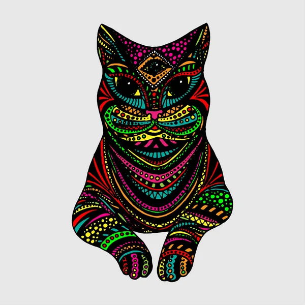 Renk asit doodle kedi (vektör)