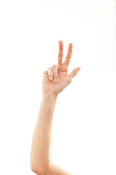 Hand of  human showing three — Stock Photo, Image