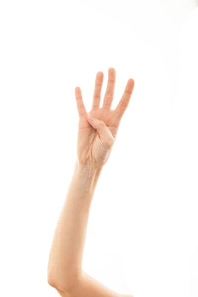 Hand of  human showing four — Stock Photo, Image