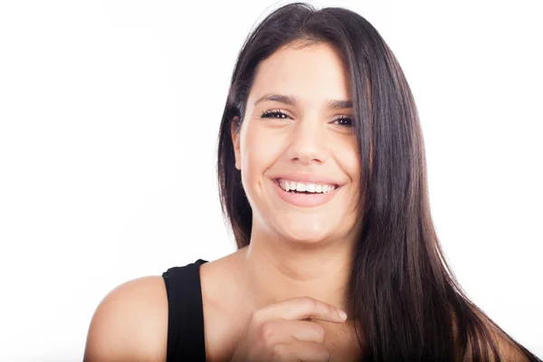 Donna sorridente con la pelle pulita — Foto Stock