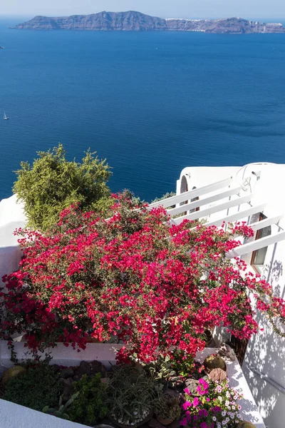 Vista Panorámica Caldera Santorini Grecia Desde Costa — Foto de Stock