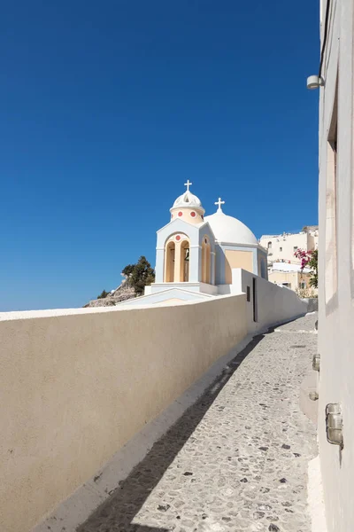 Beautiful View Typical Santorini Church Greece Cyclades — Stock Photo, Image