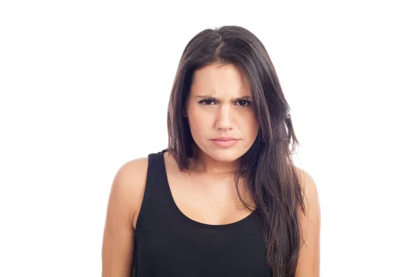 Retrato Uma Jovem Morena Com Raiva Raiva — Fotografia de Stock