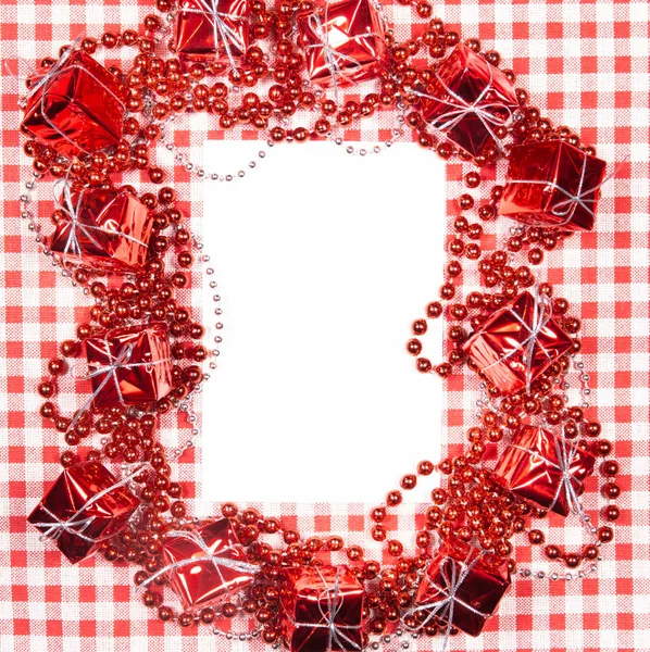 Achtergrond met rood en wit Vichy stof voor een feestje met smal — Stockfoto
