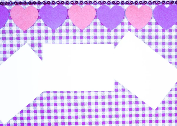 Hintergrund mit violettem und weißem Vichy-Stoff für Valentinstag — Stockfoto