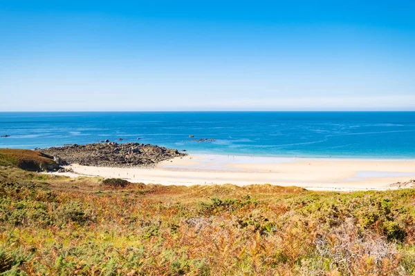 Beach Pit Sulla Costa Bretone Francia Frehel Cape Regione Con — Foto Stock