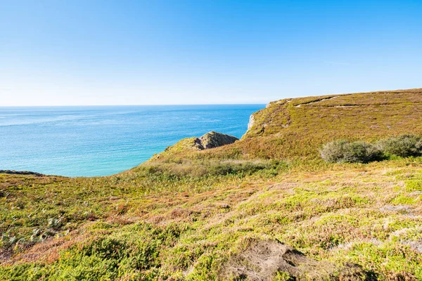 Paisagem Costa Bretanha Região Cabo Frehel Com Suas Praias Rochas — Fotografia de Stock