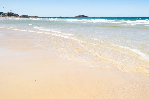 Gran Playa Arena Ciudad Sables Les Pins Bretaña Marea Baja — Foto de Stock