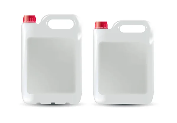 Dibujo Vectorial Bote Polímero Blanco Con Tapa Roja Para Líquidos — Vector de stock
