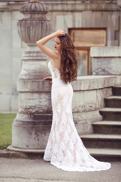 Elegante sposa donna ritratto di nozze, foto in stile voga. Moda — Foto Stock