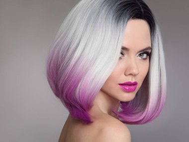 Renkli Ombre saç uzatma. Sho ile güzellik modeli kız sarışın