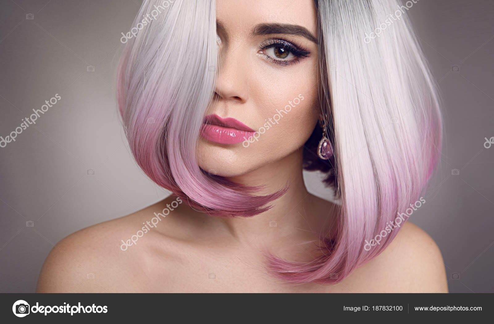 Colored Ombre bob hair extensions. Beauty Blonde Model Girl with Stock  Photo by ©VictoriaAndrea 187832100