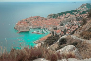 Dubrovnik, Hırvatistan yukarıda turistik bakış açısı. Ünlü üzerinde göster 
