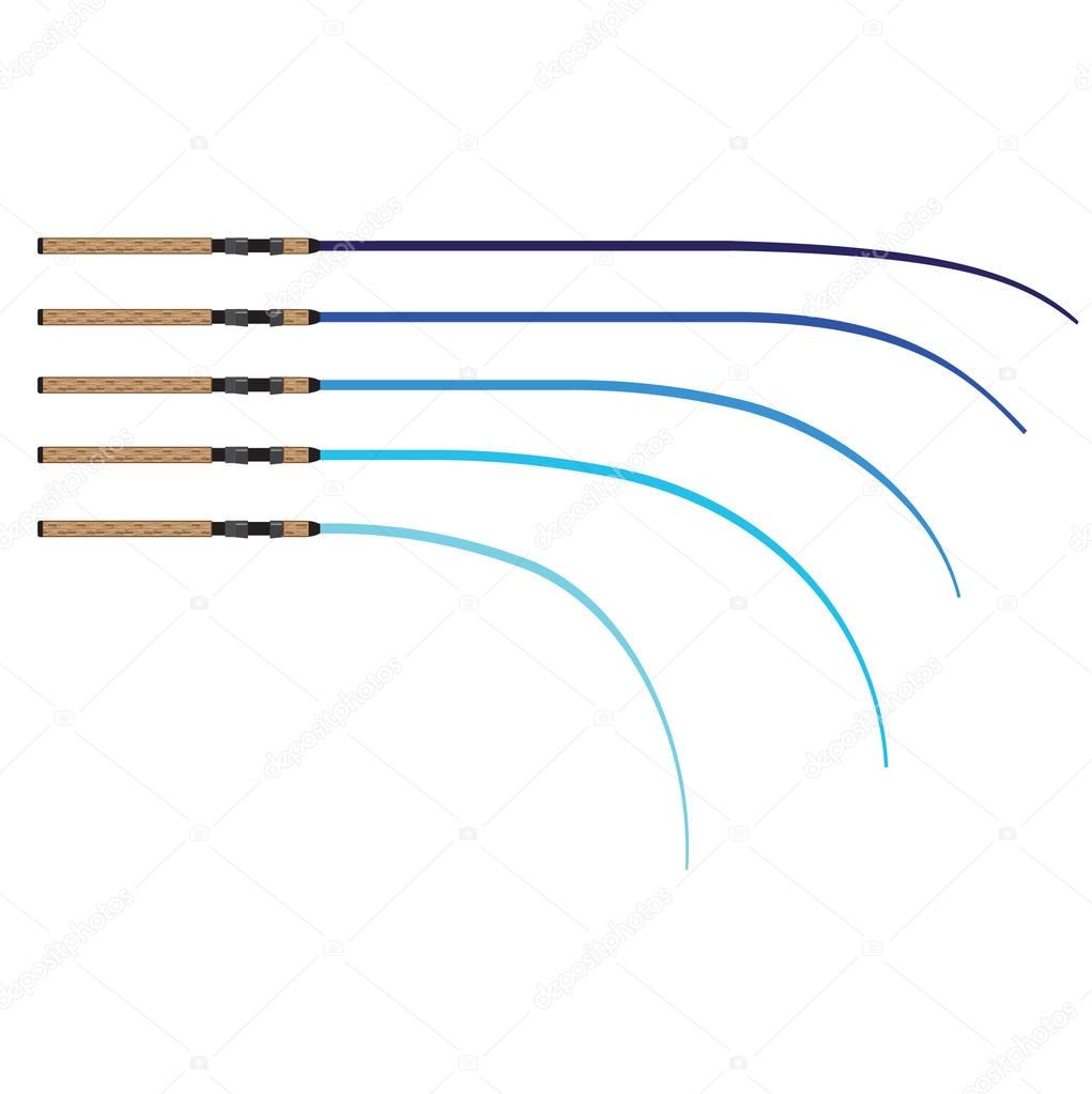 Bent Fishing rod vector curved rod blanks illustration Stock
