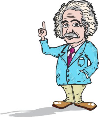 Profesör Einstein karikatür karikatür vektör çizim
