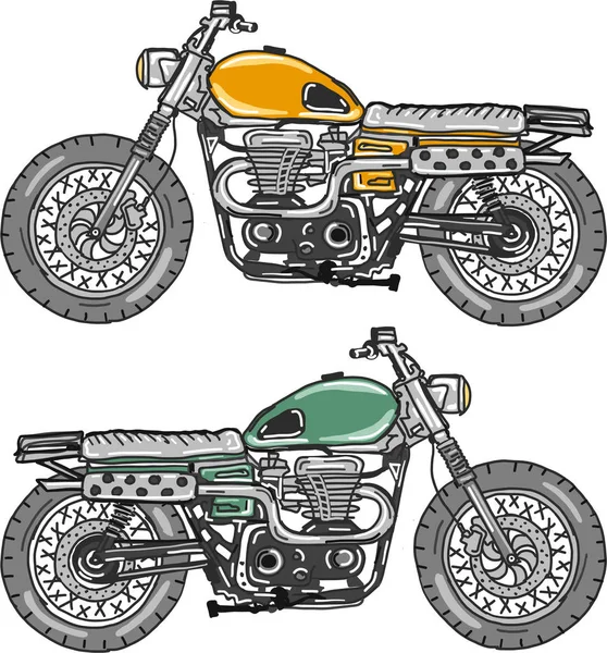 Vintage retro motorcycle freehand vector art file — Stock Vector