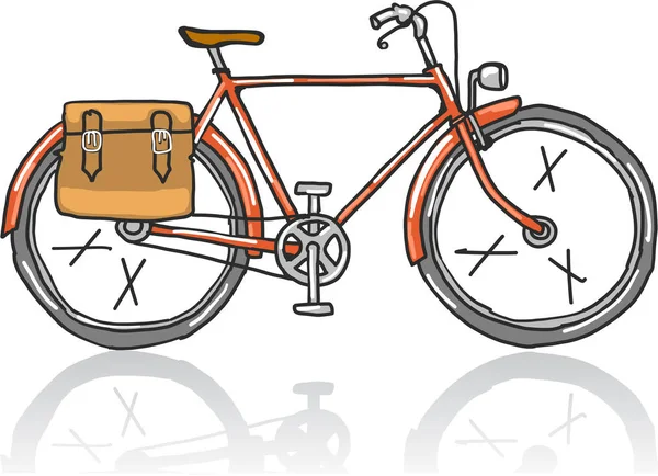 Gamla skolan cykel skiss vektor illustration ClipArt bild — Stock vektor