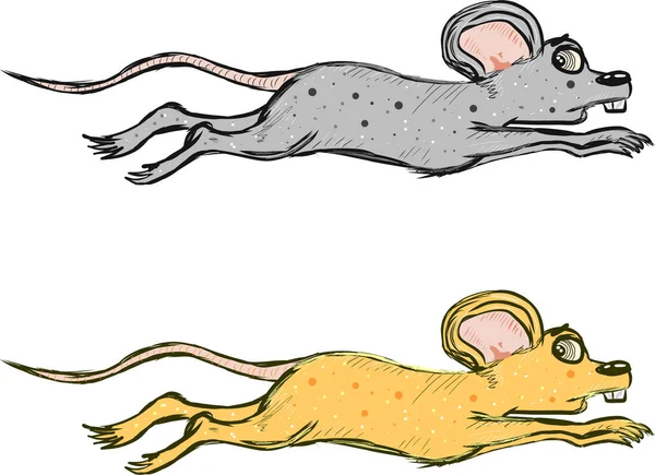 Běžící myši vektorové skici obrázek Klipart — Stockový vektor