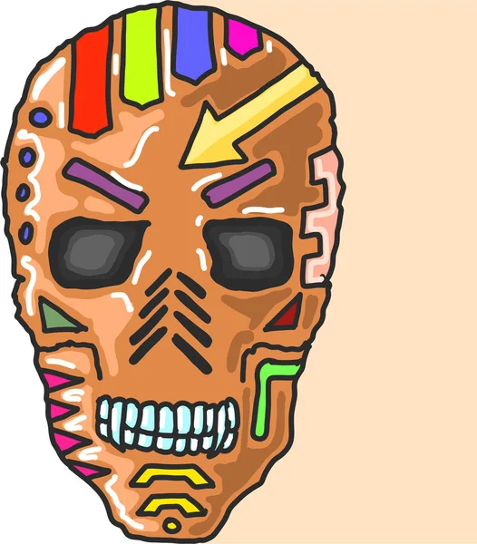 Máscara de crânio pintado esboço vetor ilustração clip-art — Vetor de Stock