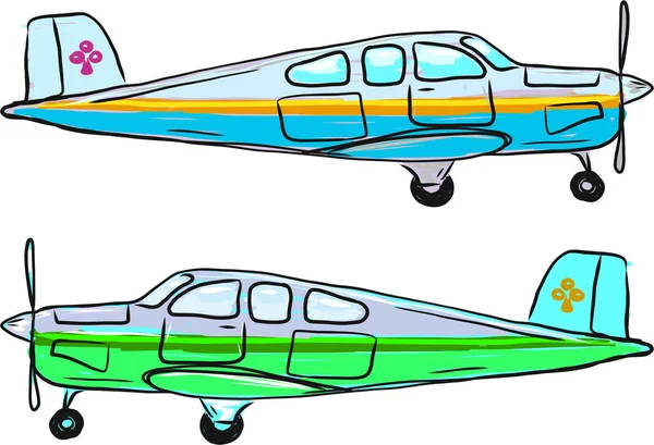 Small private airplane vector sketch illustration clip-art — Stock Vector