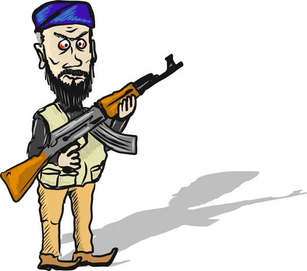 Teroristické kreslená postava vektorové ilustrace skica Klipart — Stockový vektor