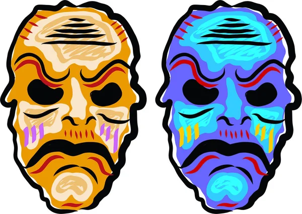 Vudú máscara ritual ilustración clip-art imagen eps — Vector de stock