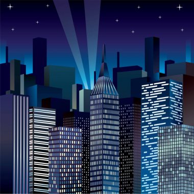 Gece Cityscape vektör görüntü illüstrasyon klip-art