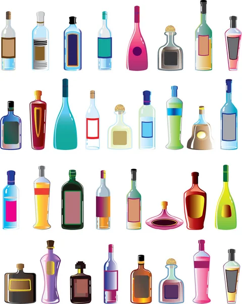 Vector básico botellas de alcohol — Archivo Imágenes Vectoriales