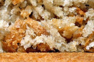 Yakın çekim makro ekmek ve ekmek kırıntısı