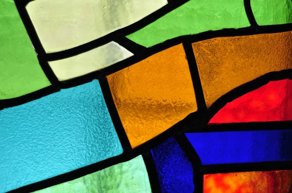 Image of a multicolored stained glass window with irregular bloc — Stock Photo, Image