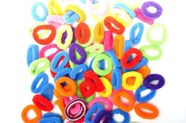 Sada barevných gumiček pro vlasy, barevné elastická čelenka — Stock fotografie
