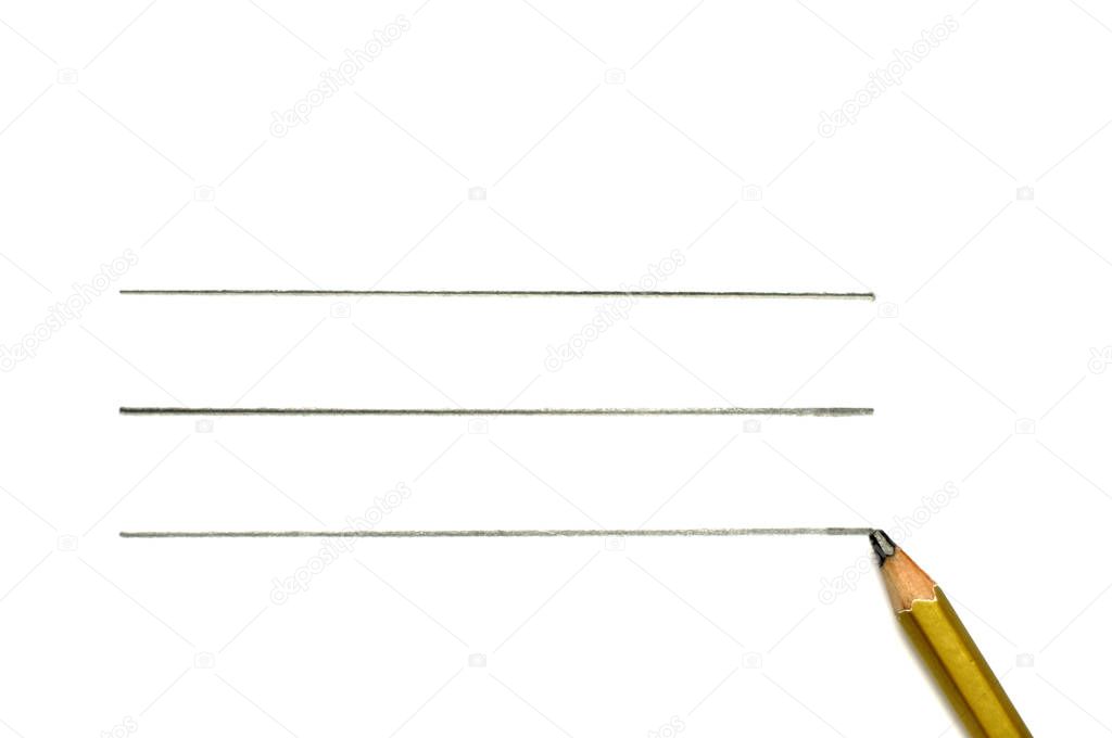 Gold Pencil isolated on pure white background with line