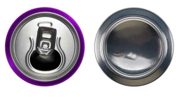 Violete aluminium open can and bottom can — Stock Photo, Image