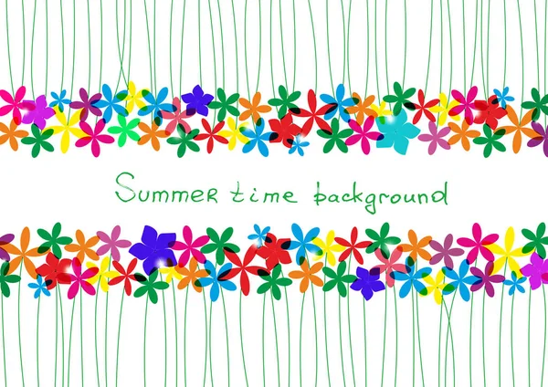 Frühling, Sommer Hintergrund. Regenbogen florale Bordüre für Design. — Stockfoto