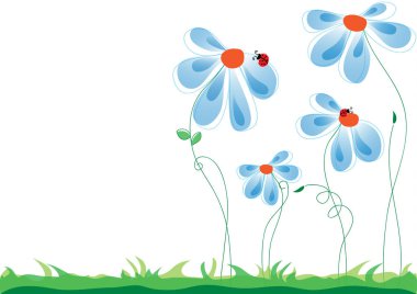 Bahar, yaz, doğa sahne: aşk hikayesi - uğur böceği üzerinde tırmanma bir