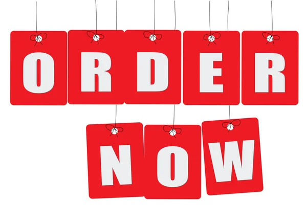 Karton asılı - vektör renkli. Etiketler - şimdi sipariş.