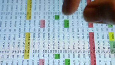 El (parmak) telefon ekranı ile çalışır. Masa, finans, para. Makro görünümü kapat