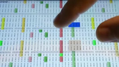 El (parmak) telefon ekranı ile çalışır. Masa, finans, para. Makro görünümü kapat