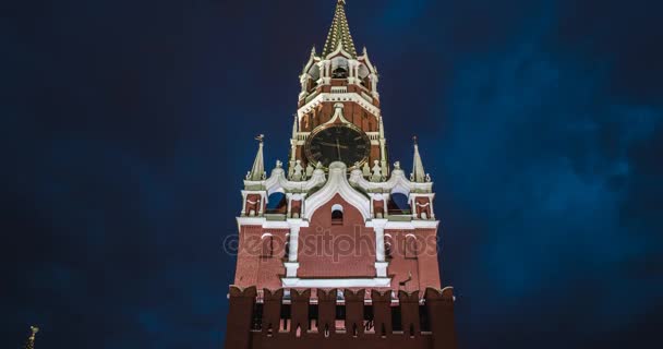 Spasskaya tornet på kvällen — Stockvideo