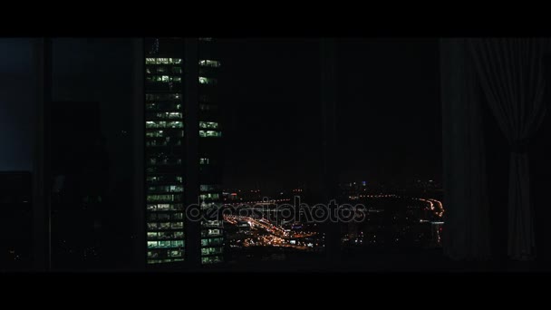 Панорамний вид на Москва уночі — стокове відео