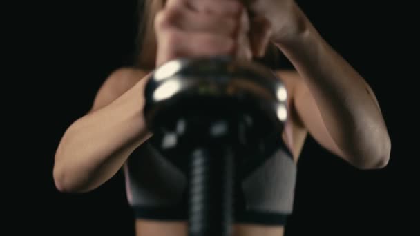Young fitness blond woman, slow motion — Stock Video