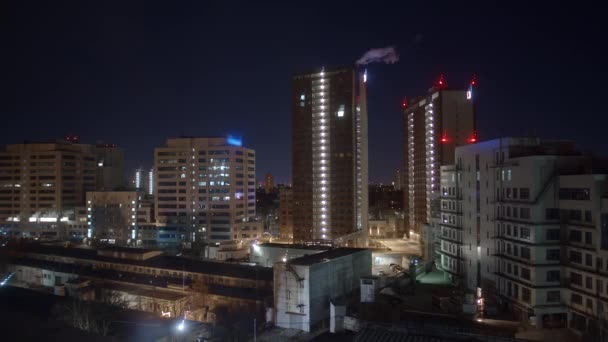 Distrito Industrial Cidade Noturna Lapso Tempo — Vídeo de Stock