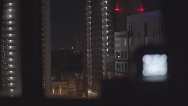 Natáčení Noční Krajiny Silueta Kamery Zaostření Pozadí Záběr Zpomaleně — Stock video