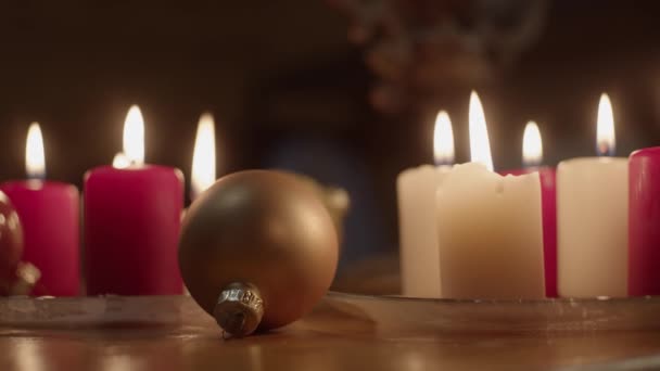 Glowing Candles Dark Shallow Depth Field Slow Motion — 비디오